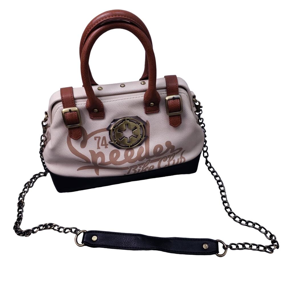 Elegant Cream and Brown Crossbody Bag